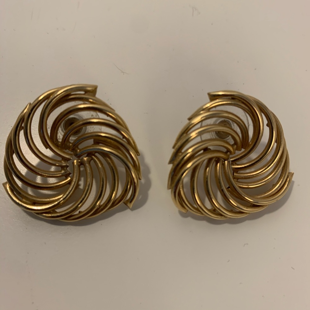 Swirl gold statement earrings